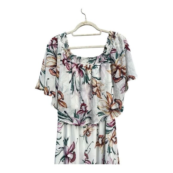 Pinkblush Ivory Floral Off Shoulder Maternity Maxi Dress size XL boho fairy - Picture 5 of 9